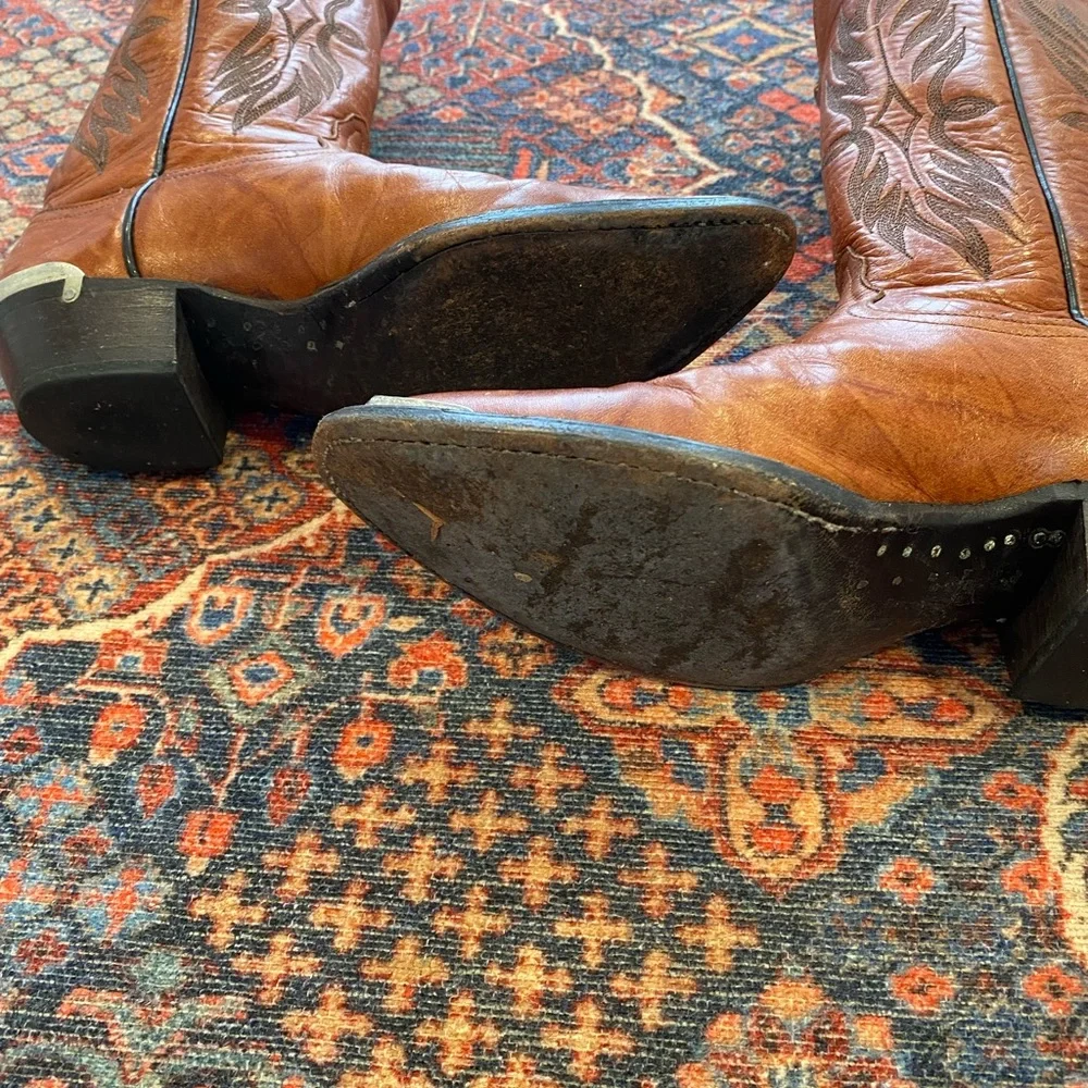 Dan Post Tony Lama Brown Heeled Boots - Picture 5 of 12